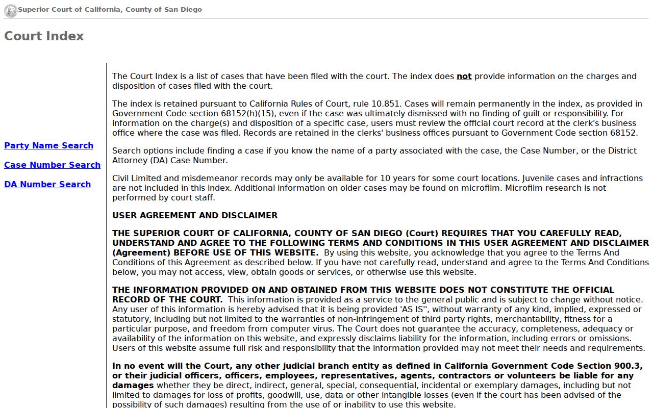 La Mesa people search through the San Diego Superior Court Index