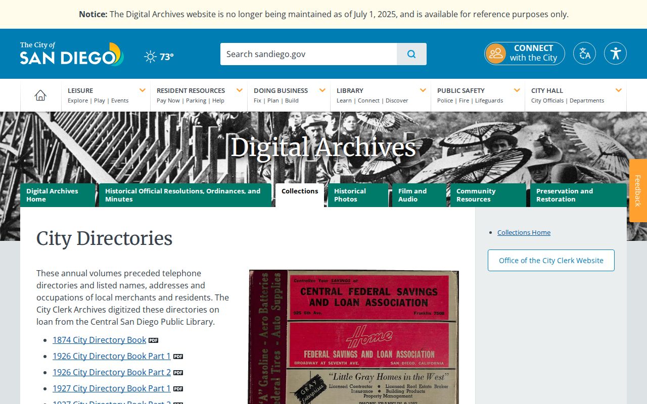 Historical La Mesa people directories in San Diego Digital Archives