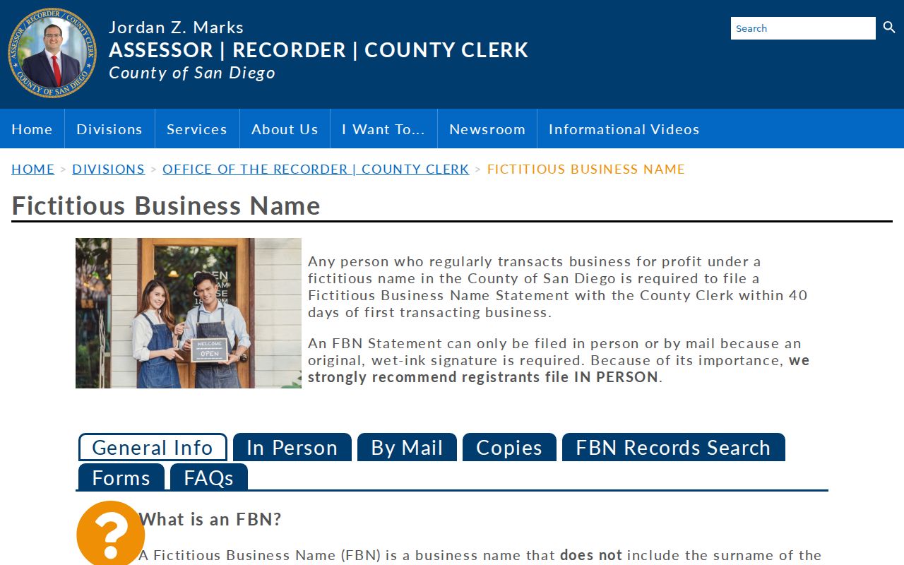 La Mesa people directories fictitious business name filings