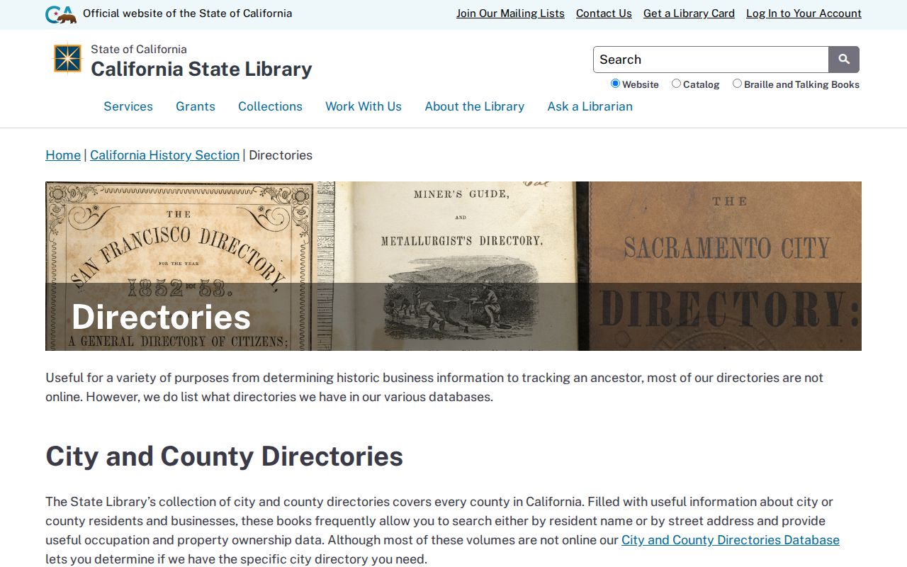La Mesa people directories in California State Library collections