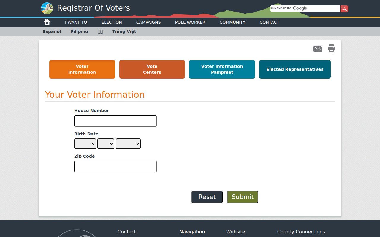 La Mesa voter records lookup fields from San Diego County
